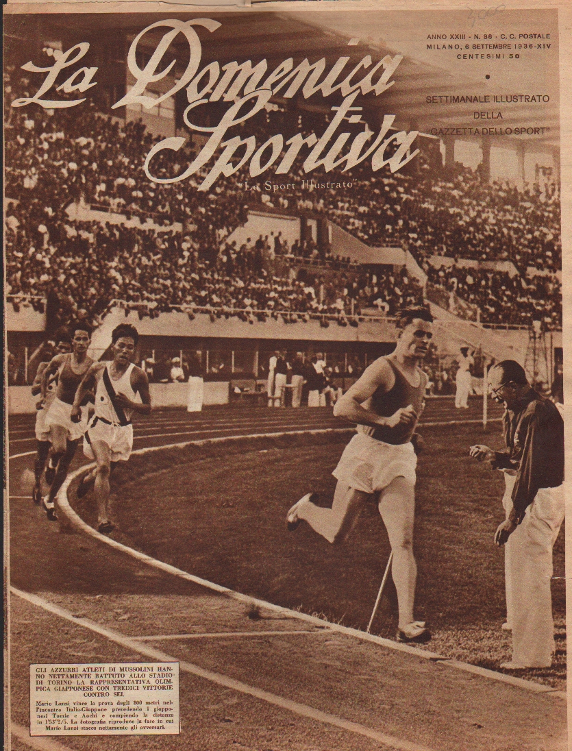 La copertina de “La Domenica Sportiva” fu riservata a Mario Lanzi che dominò gli 800 metri dall'inizio alla fine, vincendo con oltre tre secondi di margine sul giapponese Tomie